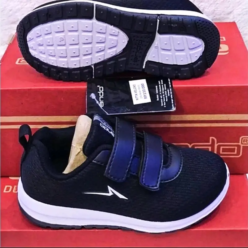 sepatu sekolah anak ando nitta velcro/bsc35 hitam putih sz 29-36 sepatu anak perempuan/laki-laki terbaru Fashion 0