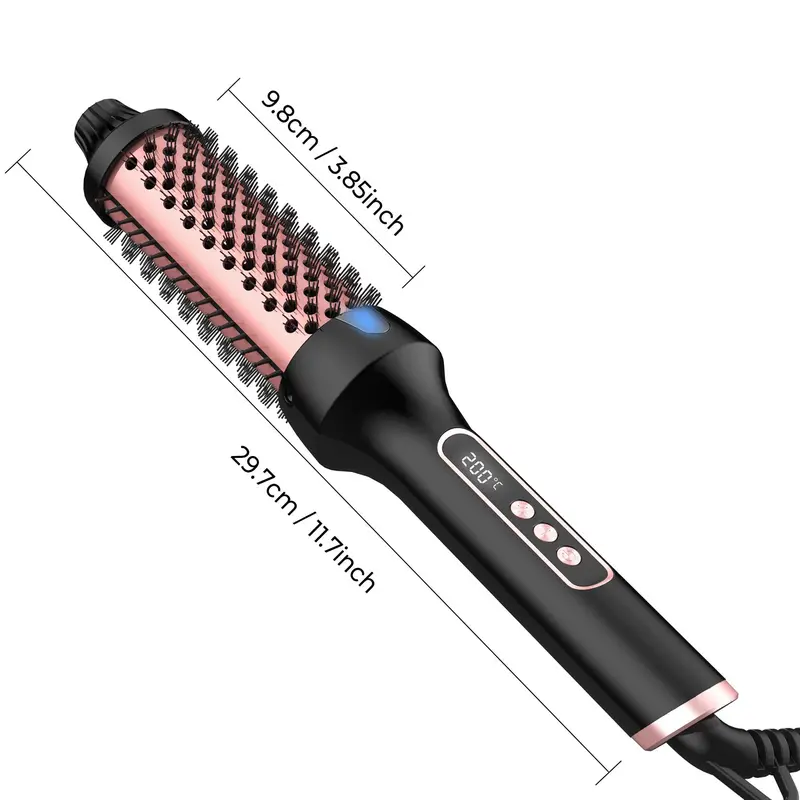 1.5 Inch Ionic Thermal Brush Curling Iron Brush, LED Display Heated Round Brush For Beach Waves 1