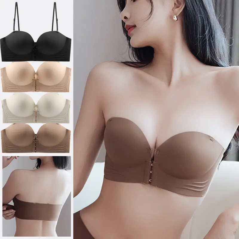 Áo Ngực Khóa Trước, Dành Cho Nữ, Không Đường May, Không Dây, Đẩy Lên, Cúp Lớn, Thoáng Khí, Đồ Nữ 0
