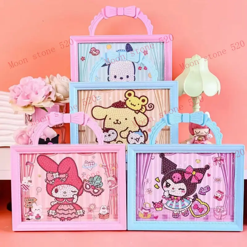 Children's DIY Portable Photo Frame Cartoon Doll Diamond Stickers Handmade DIY Paste Painting Girl's Birthday Gift Toy Student Toys