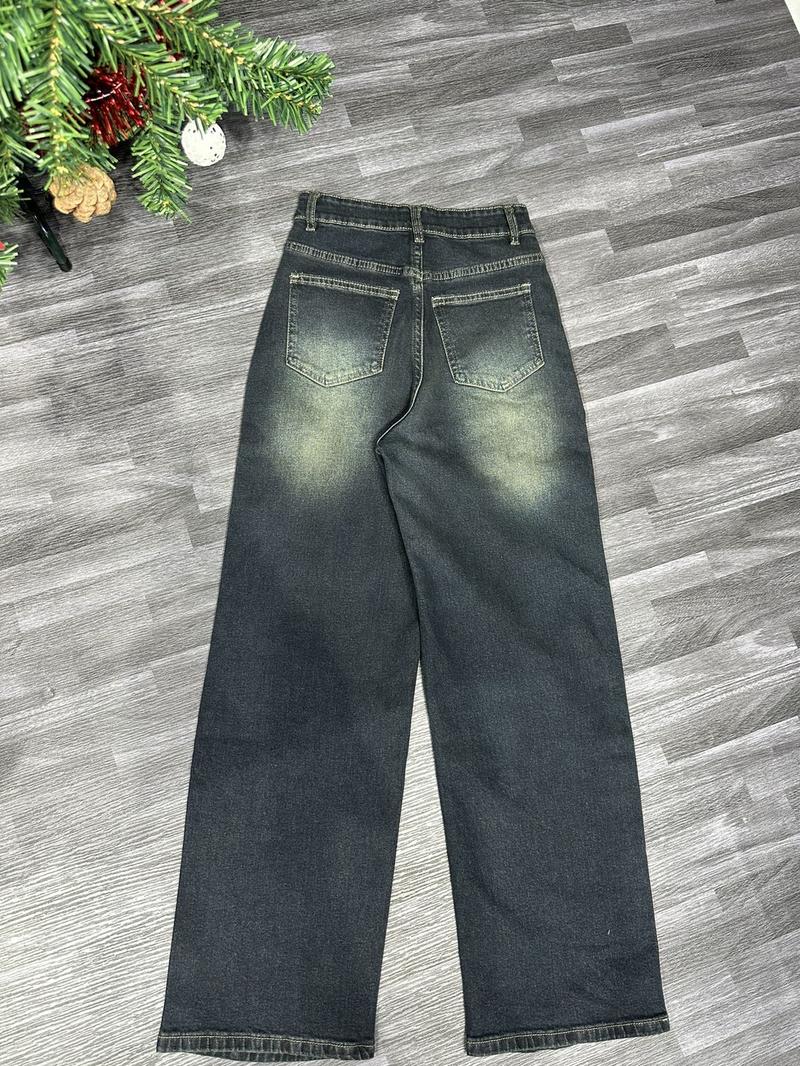 Product Introduction of Quần jeans ống suông màu xanh bụi chất QS01 2