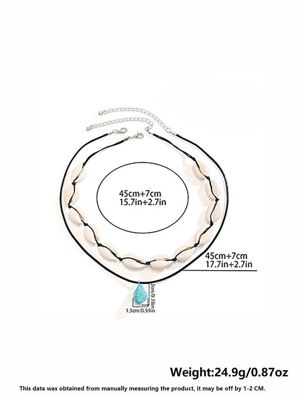 Men's Boho Style Shell & Clay Beaded Design Necklace (5pcs/set), Fashionable Beaded Necklaces for Men, Casual  Trendy All-match Jewelry As Birthday Gift 5