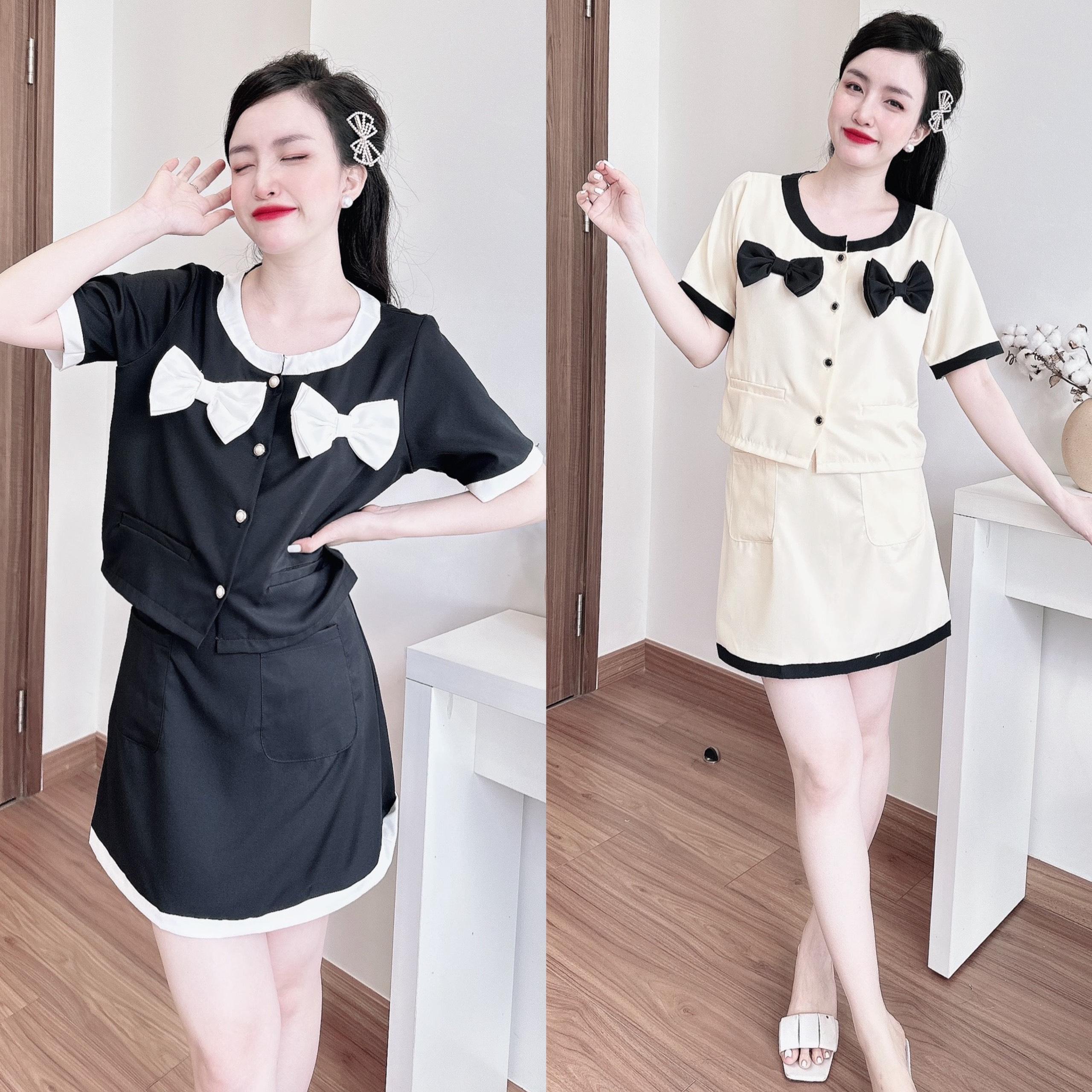 Thời Trang Bigsize Set Váy Áo Dự Tiệc Vải Cotton Lạnh 50 - 100Kg Dễ Thương Top Nữ Women Đen - B.1141