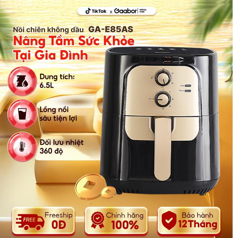 Nồi chiên không dầu Gaabor AF65M-BK01A dung tích 6.5 lít dùng cho gà, vịt nguyên con dưới 1600g công suất 1400w lòng nồi chống dính điều khiển cơ học Nấu ăn cooker noi chien gaabor nướng lò nướng hấp sấy air fryer