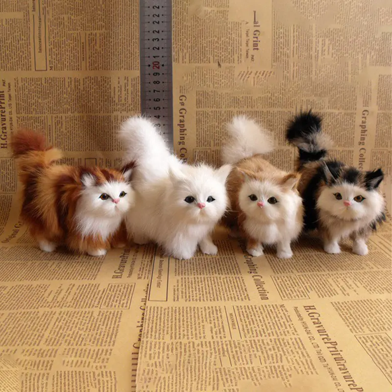 ของเล่นตุ๊กตาแมวจำลองน่ารัก 1 ชิ้น โมเดลลูกแมวยัดไส้นุ่ม แมวปลอม สัตว์จริงสำหรับเด็กผู้หญิง วันเกิด ของขวัญวันวาเลนไทน์