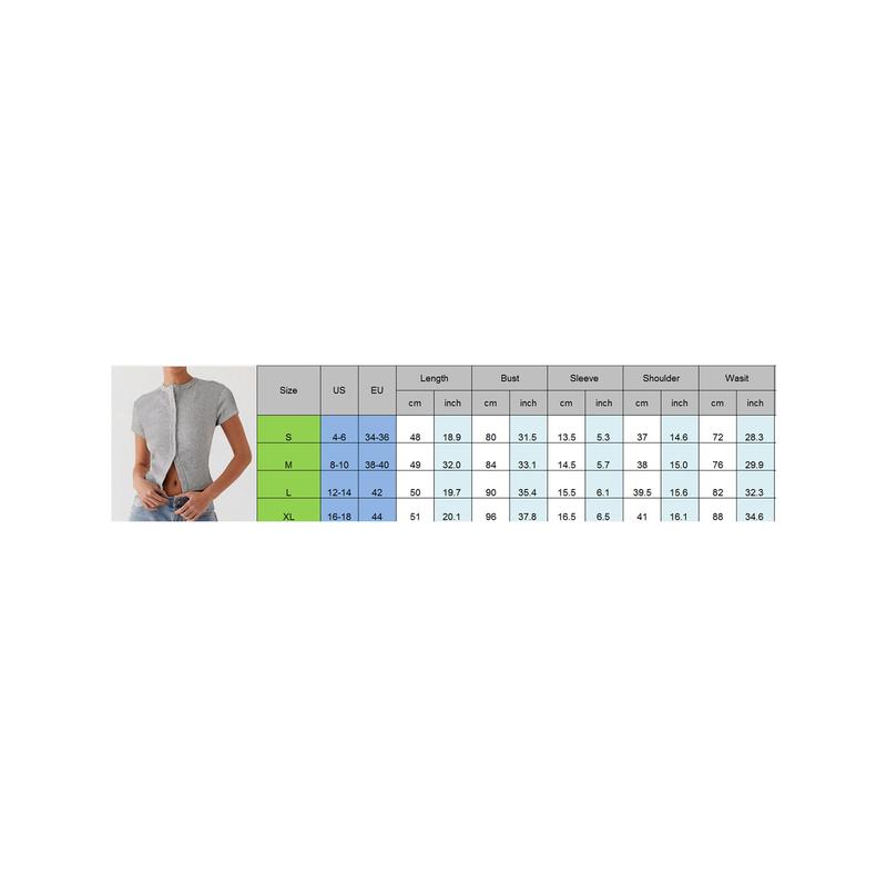 Product Introduction of Women's Casual Button Up Tops Short Sleeve Round Neck Trendy Solid Color T-shirt 0