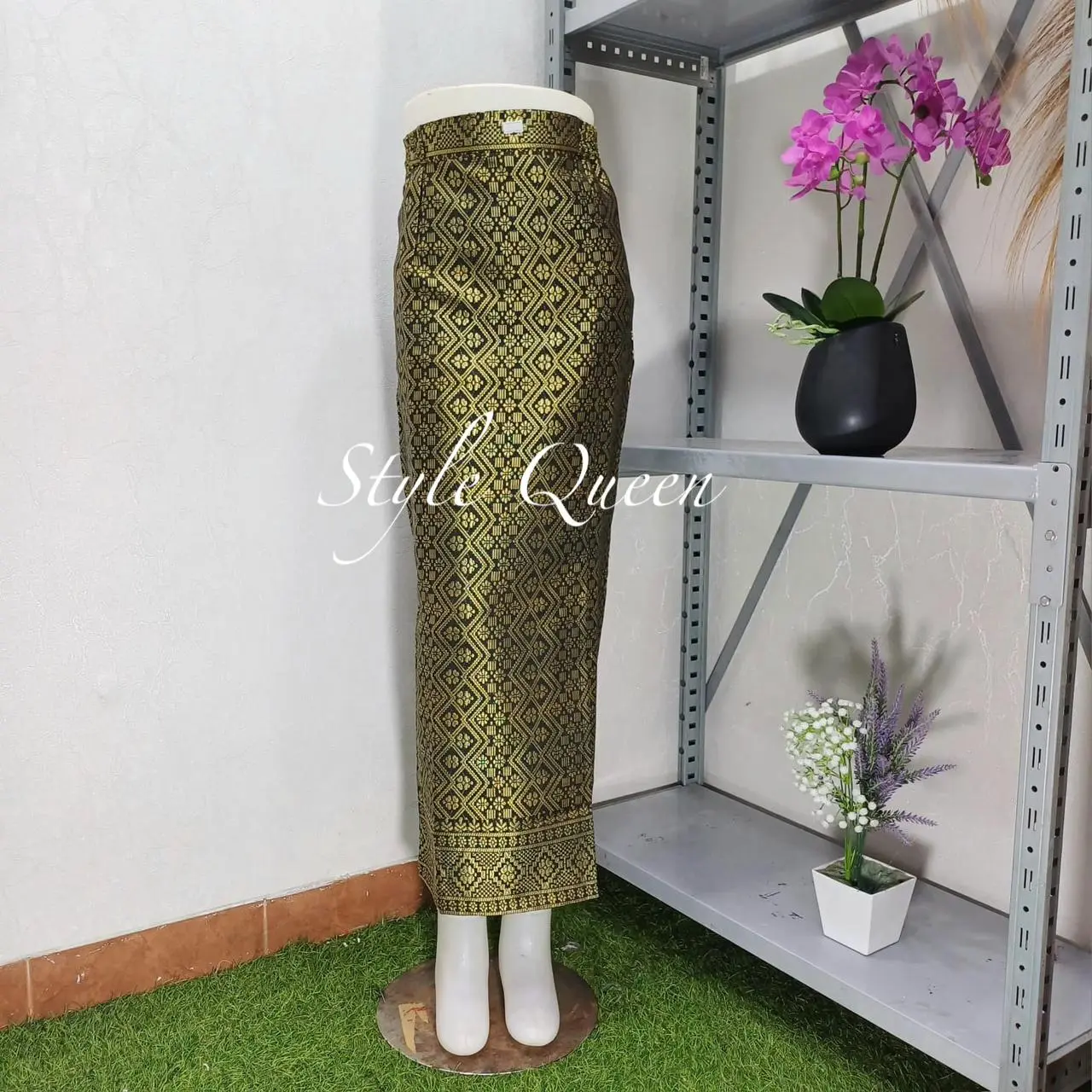 Style Queen-Rok SPAN Songket Palembang Motif Terbaru Karet pinggang wanita/Rok Span Songket Jumbo