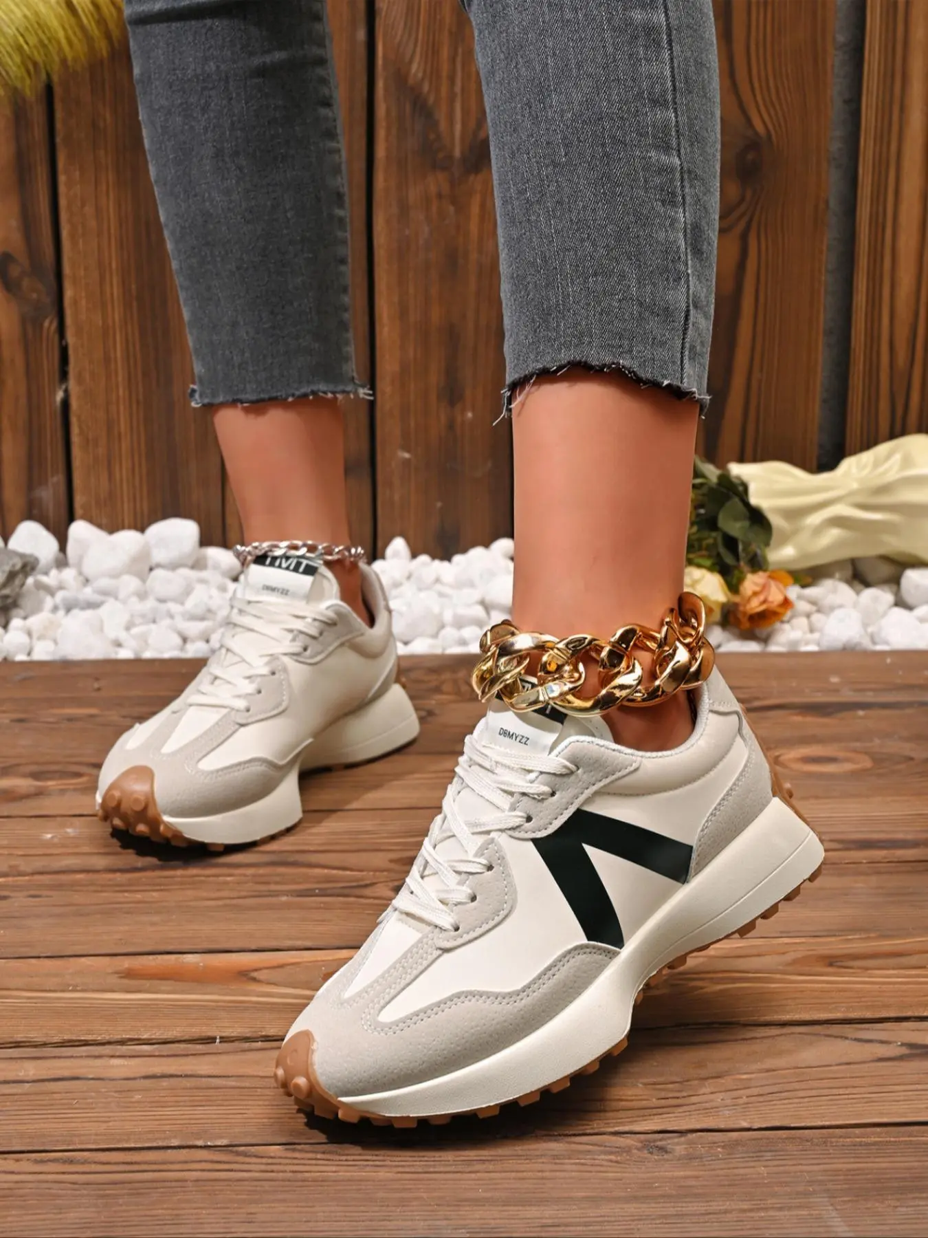 Women's Fashionable Plain Color Lace Up Platform Sneakers, Casual Comfortable Sports Shoes for Daily Wear, Female All-match Round Toe Shoes for Daily Wear