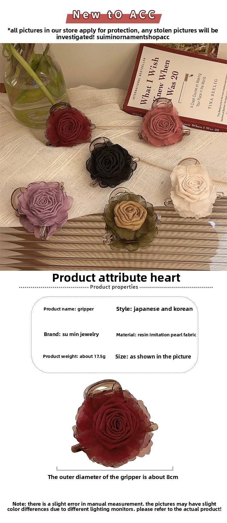 Product Introduction of Barrette Retro French Rose hair for young Fashionable Chinese style Elegant and sweet embellished hair brand new shark style Korea's hair clip. 0