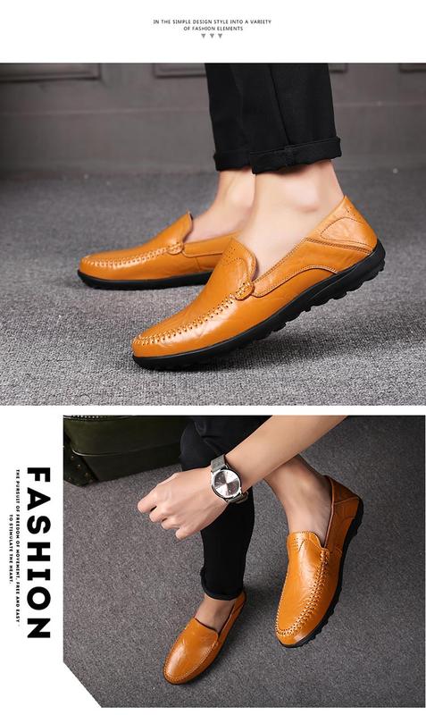 Product Introduction of JINTOHO Kasut Kulit Lelaki Men's Genuine Leather Loafers Male Casual Leather Shoes Doug Boat Leather Driving Shoes Size 37-47 19