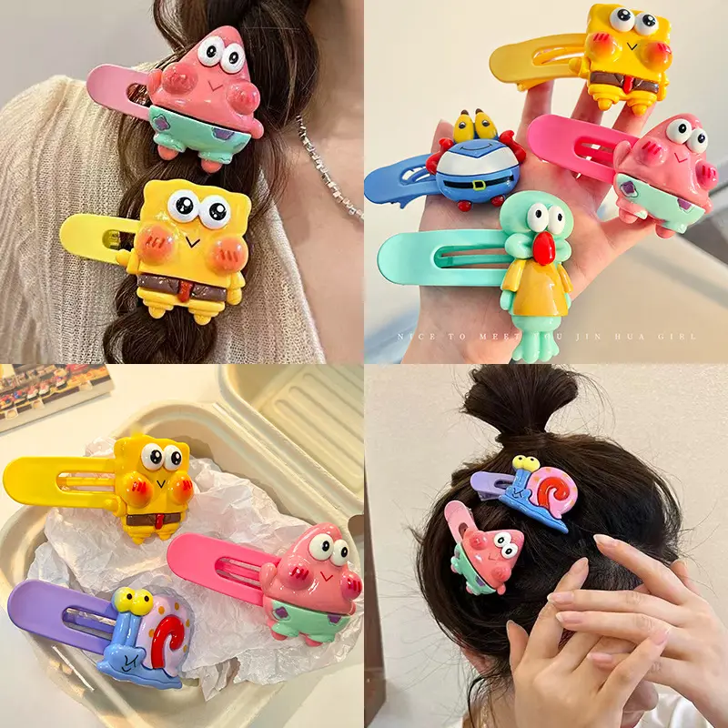 Spongebob Pie Big Star Hairpin Cute Cartoon Bangs Hair Clips Girl Hair Pin
