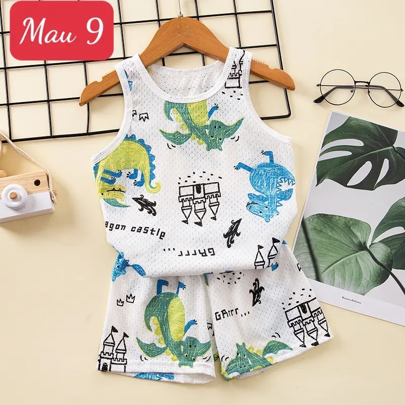 Set áo ba lỗ mùa hè cho các bé chất liệu cotton có lỗ thông thoáng 1