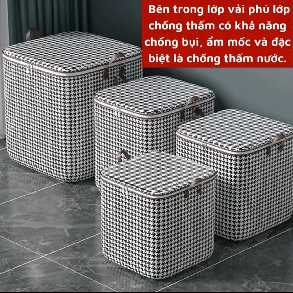 Túi đựng chăn kẻ 100L tiện lợi cho quần áo siêu to khổng lồ
