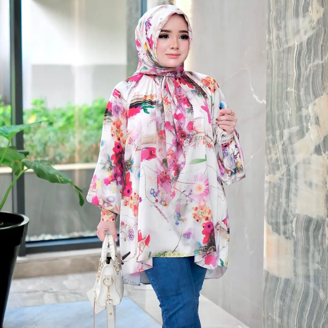 set tunik hijab printing by herlin kenza fashion