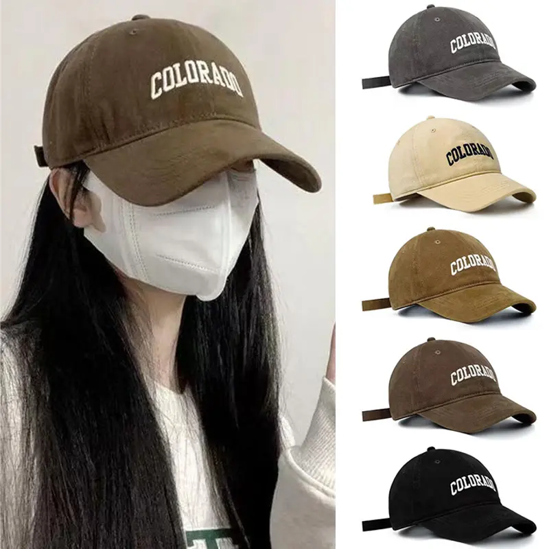 Mũ Bóng Chày Cotton Mềm Cho Nam Và Nữ, Mũ Thêu Chữ Màu Trơn, Chống Nắng Hip Hop, Snapback Có Thể Điều Chỉnh, Mũ Che Mặt Ngoài Trời Thường Ngày