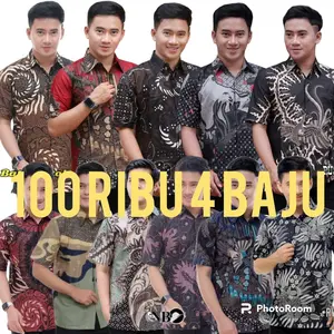Batik Pria 100 4 Baju SRAGAM Kemaja Batik Zahira Pendek Motif Tebal Kain Polymikro Ukuran M L XL XXL Seragam Dewasa