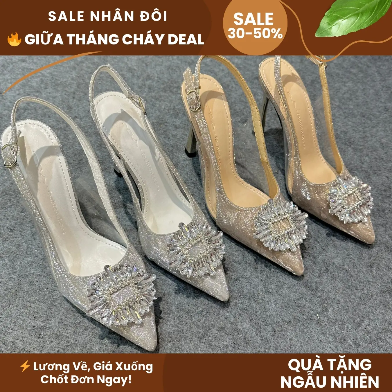 (TẶNG HỘP GIÀY) Giày cao gót nữ 9p, Sục quai hậu gót nhọn kim sa phối đá cao cấp 2 màu ( form chuẩn - MIỄN SHIP) DéP Nữ Shoes GiàY - Mã SP. SH903 đẹp đi chơi, đi làm thoải mái