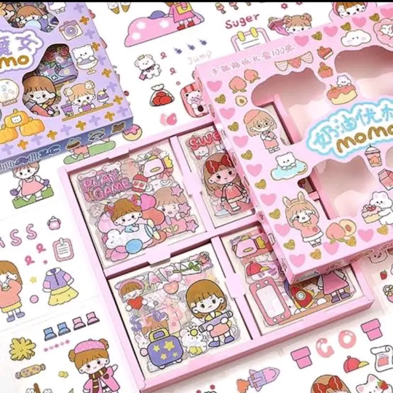 Sticker Momo Waterproof isi 100 lembar / Stiker mainan anak viral kartun korea 3