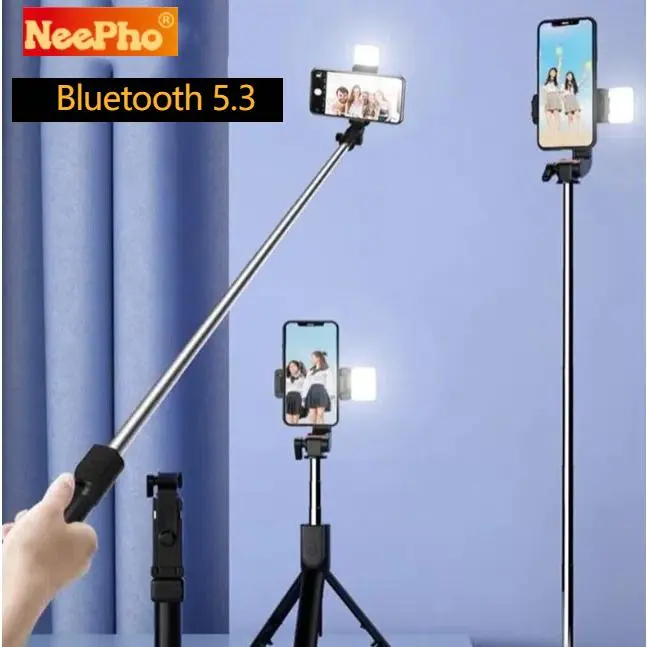 NeePho NP-P170S 4 in 1 Bluetooth 5.3 Multifunctional Selfie Stick 360 rotation with LED Light Monopod Tripod with Remote  for Iphone USB IOS IP Typec android Micro  For huawei samsung vivo oppo redmi xiaomi