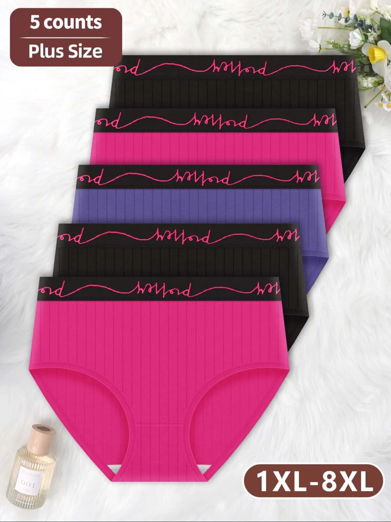 【Plus Size】 Letter Tape Brief, Soft Comfy Breathable Panties for Daily Wear, Women's Underwear for All Seasons, Regular Fit