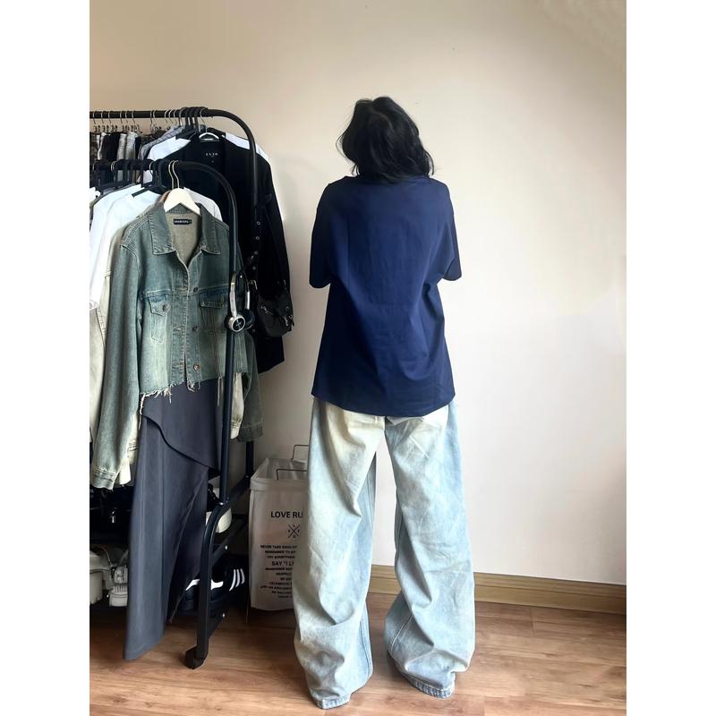 Product Introduction of Đường phố Mỹ in lỏng lẻo màu đỏ Lady ngắn tay áo T-Shirt Top oversize áo phông unisex 25