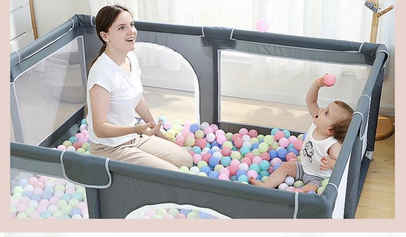Product Introduction of Mmflight Baby play fence floor crawling mat indoor home safety anti-fall toddler fence Send pull ring 8