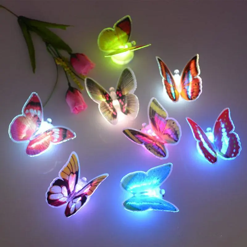 Fashion 7-Color Changing Cute Butterfly LED Night Light Desk Room Home Wall Decor H0U4