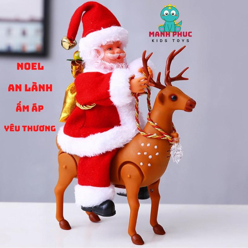 Đồ chơi ông già Noel leo dây Đi tặng quà có đèn và nhạc trang trí Giáng Sinh nhiều mẫu Tặng pin