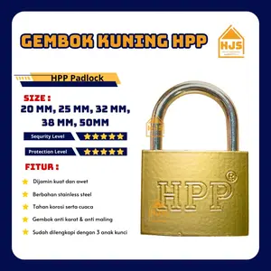 [HJS] Gembok Kuning HPP Untuk Koper / Gembok Tas /Kunci Pagar / Kantor / Toko / Gudang /  Gembok berkualitas