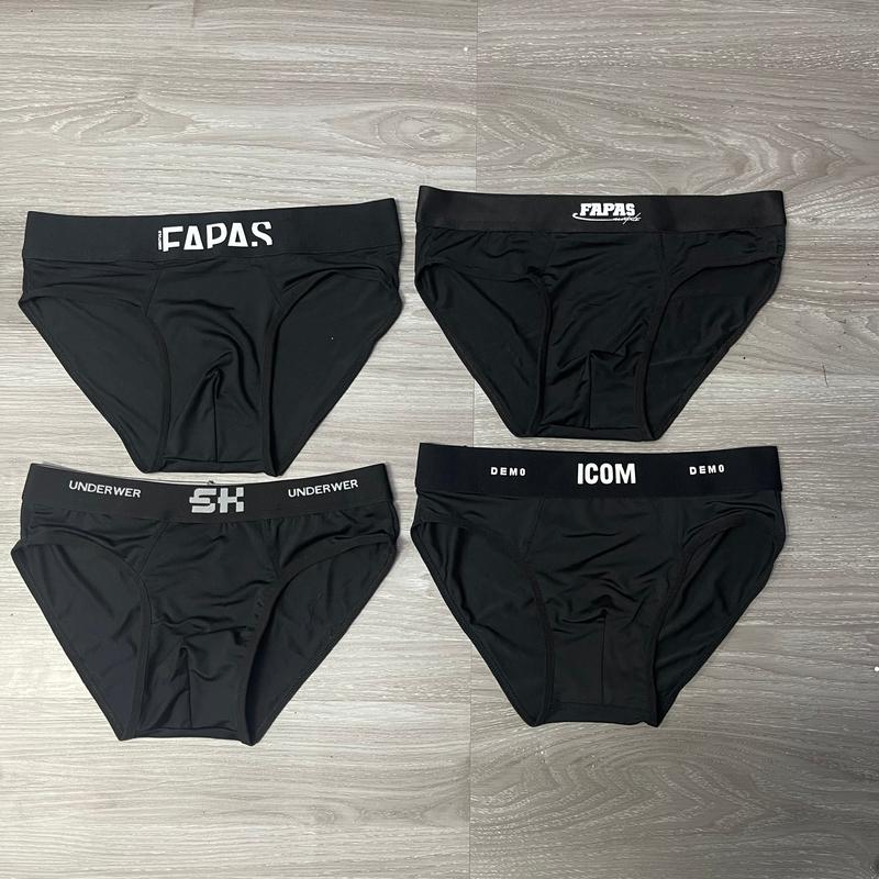 Combo 4 quần sịp chéo full đen mix mẫu Menswear Thun Quần Boxer Quần Lót Boxer
