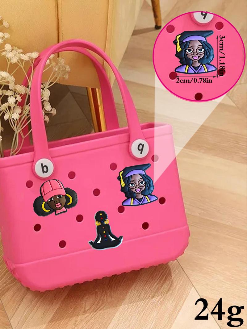 Product Introduction of Random Style Black Series Bag Accessories, Cute Bag Charm for Beach Bag, Fashionable Bag Decoration for Women & Girls, Beach Bag Accessories 1