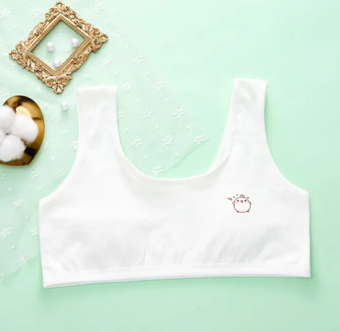 [Bản to, hình gà con, màu trắng] Nado Care Set Áo lá 2 lớp lót không mút bản to hình gà con cho học sinh cấp 1, cấp 2, cấp 3, áo lá lót học sinh, bralette áo bracelet