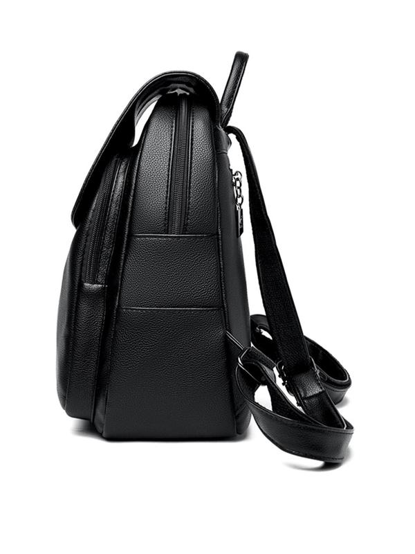 Women Fashionable Solid Color Backpack, Large Capacity Travel Backpack, Simple Soft Leather Mom Bag, Suitable for Ladies, Students, Working People, Commuting, Campus Outdoors 2