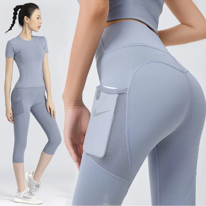 ZYT Quần tập thể dục nữ (5 phần), quần tập yoga dài Có túi bên. Legging, quần legging, quần thể thao Sport Chạy Bộ 0