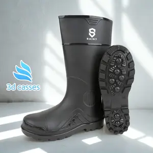 SAINT Boots Hitam - Sepatu Boot PVC