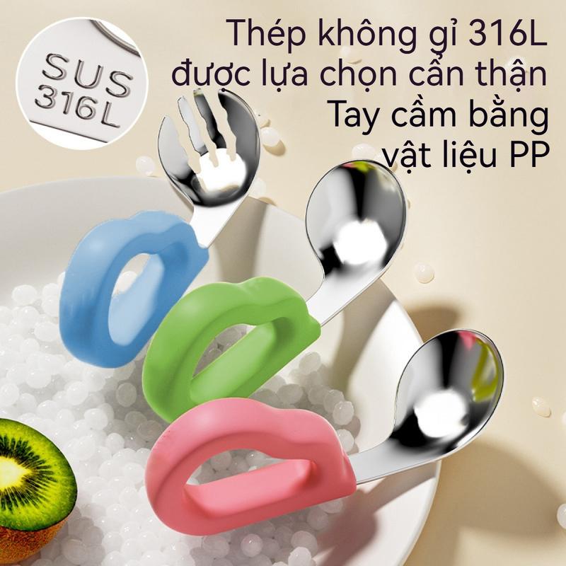 Thìa Cho Em Bé Cho Em Bé Tập Ăn, Dụng Cụ Tập Ăn Đặc Biệt, Làm Bằng Thép Không Gỉ, Thích Hợp Cho Trẻ Em, Thìa Cho Ăn Nĩa, Bộ Đồ Ăn Cho Em Bé 1