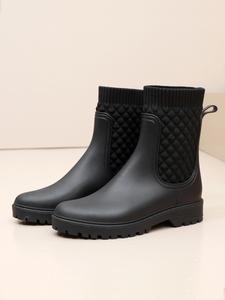 Solid Color Quilted Design Rain Boots for Women, 1 Pair Fashionable Waterproof Ankle Boot for Women & Girls, Non-slip Rain Boot for Daily Wear Boot for Women