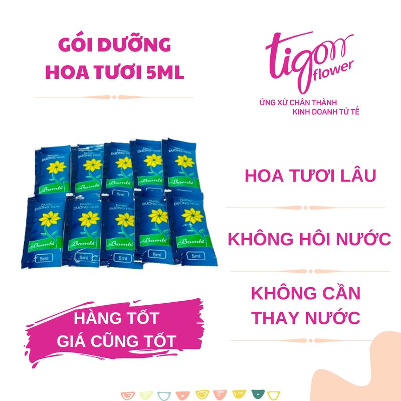 10 gói NƯỚC DƯỠNG HOA BAMBI - Hoa tươi lâu rực rỡ giữ nước sạch hơn  1 gói 5ml  