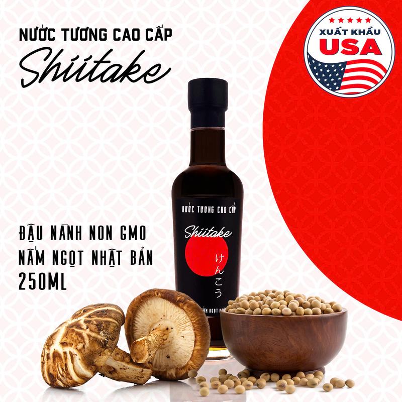 [Chai thuỷ tinh 250ml] Nước Tương Cao Cấp Shiitake Làng Chài Xưa Độ Đạm Tự Nhiên Lên Men Từ Nấm Ngọt Nhât Và Đậu Nành 250ml/chai