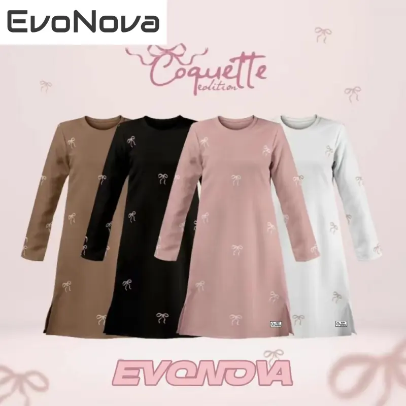 Evonova coquette ribbon bow Muslimah jersey shirt quick dry full sublimation microfiber Jersey viral long sleeves women unisex free custom