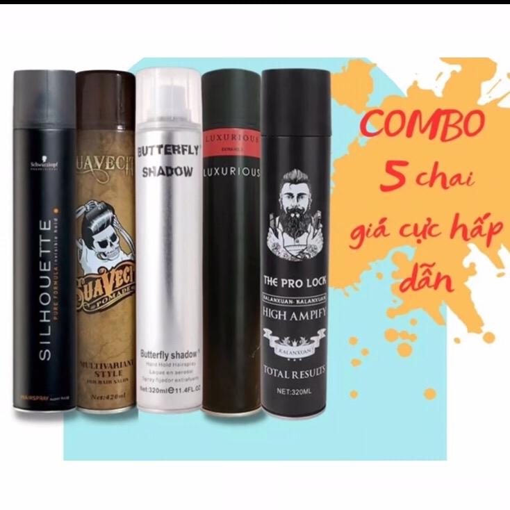 Combo 5 Chai Gôm Xịt Tóc Nam Nữ. Chăm Sóc, Tạo Kiểu Tóc. Giữ Nếp 24h