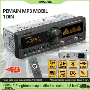 Mobil Tape Audio Radio Multifungsi MP3 Player , Bluetooth AUX MP3 FM With Dual USB , Car Head Unit Multifunctional MP3 Player Single Din With Kontrol Aplikasi SWM-80A