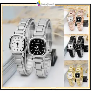 jam tangancewek Wanita Analog Quartz Casual Fashion Strap Rantai Stainless Steel Couple Pria GN005 jam tangan mini