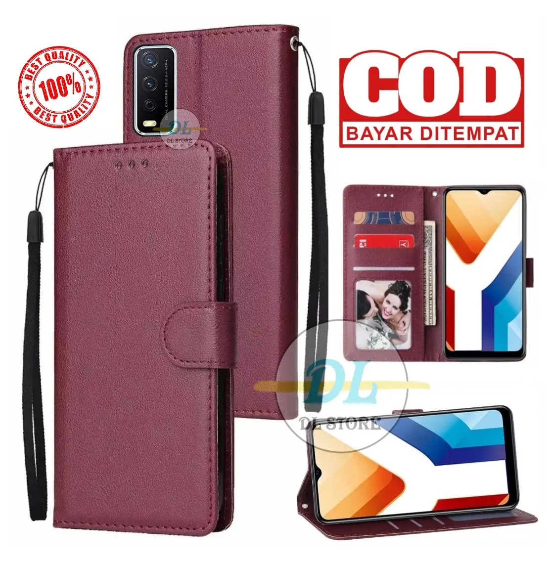 FLIP CASE VIVO Y20/Y20S/Y20S(G)/Y20 (2021) FLIP LEATHER CASE PREMIUM-FLIP WALLET CASE KULIT CASING HP DOMPET TPU
