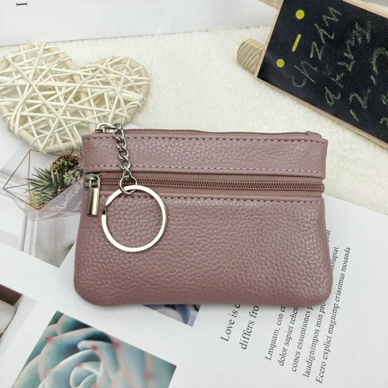 Mini Fashion Zero Wallet Women's Thin Short Small Hand Key Bag Card Bag Coin Bag Pink Dompet Wanita Kulit 3