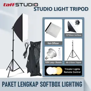 Paket Studio Foto Softbox 1 Socket E27 + LightStand 2M +Lampu Lighting