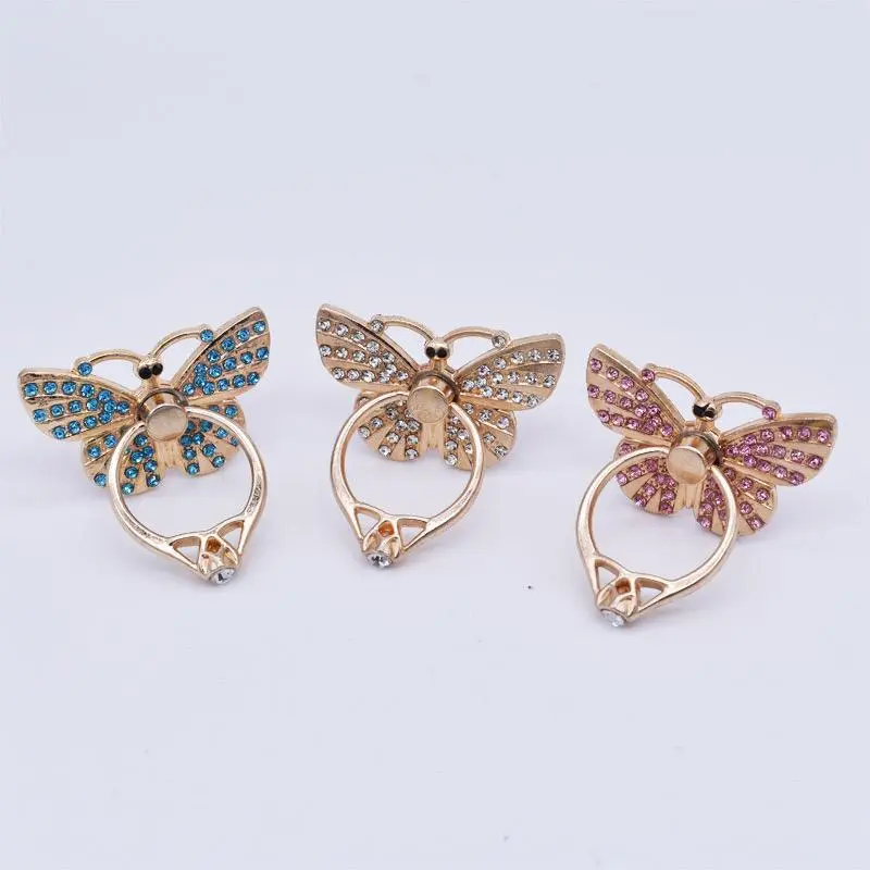 Cute Butterfly Design Phone Holder Ring, Rhinestone Decor Phone Back Finger Ring, Universal Phone Accessories for Women & Girls 5