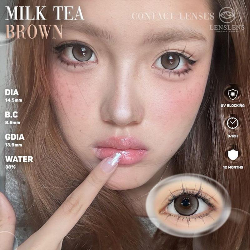 Lens Mắt Kính Áp Tròng Nâu Trà Sữa Milk Tea Brown 14.5mm
