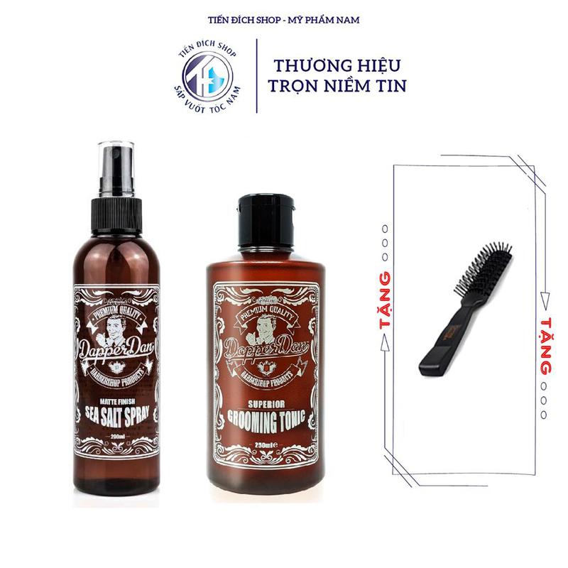CHÍNH HÃNG Dưỡng tóc tăng độ phồng Dapper Dan Grooming Tonic 250ml Xịt tạo phồng Prestyling Dapper Dan Sea Salt Spray 200ml Anh Quốc + Tặng lược tạo kiểu tóc sấy Chaoba