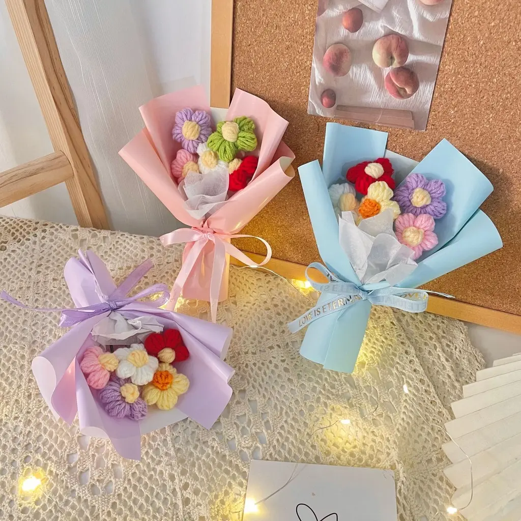 Creative Mini Knitted Puff Flower Cute Gift for Girlfriend Valentine's Day Gift